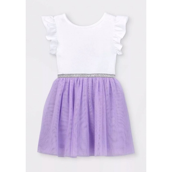 Đầm thun xuất xịn Tay Cánh tiên phối VOAN Đính KIM SA Ngựa Pony bé gái Cat & Jack 2-5T