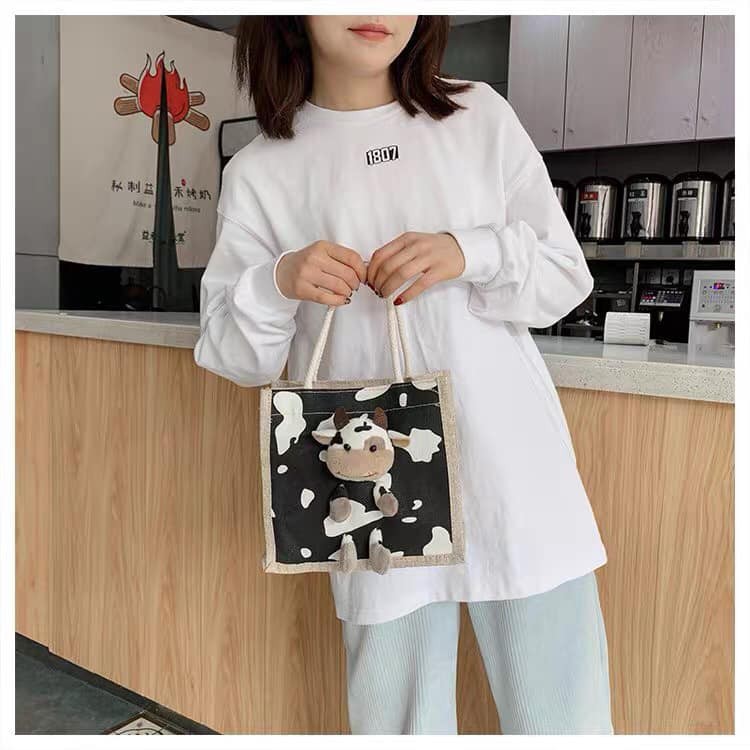 Túi cói mini tặng kèm bò sữa dễ thương | BigBuy360 - bigbuy360.vn