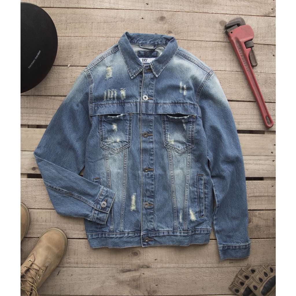 Áo khoác jean, áo bò basic dài tay, denim thời trang năng động trẻ trung LAB - COTTONLAB