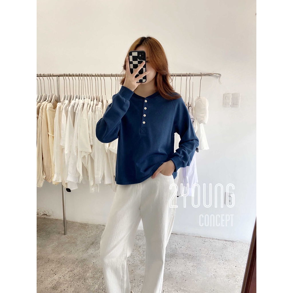[2YOUNG] [ẢNH THẬT SHOP CHỤP] Áo sweater hàng nút, 6 nút trắng A919