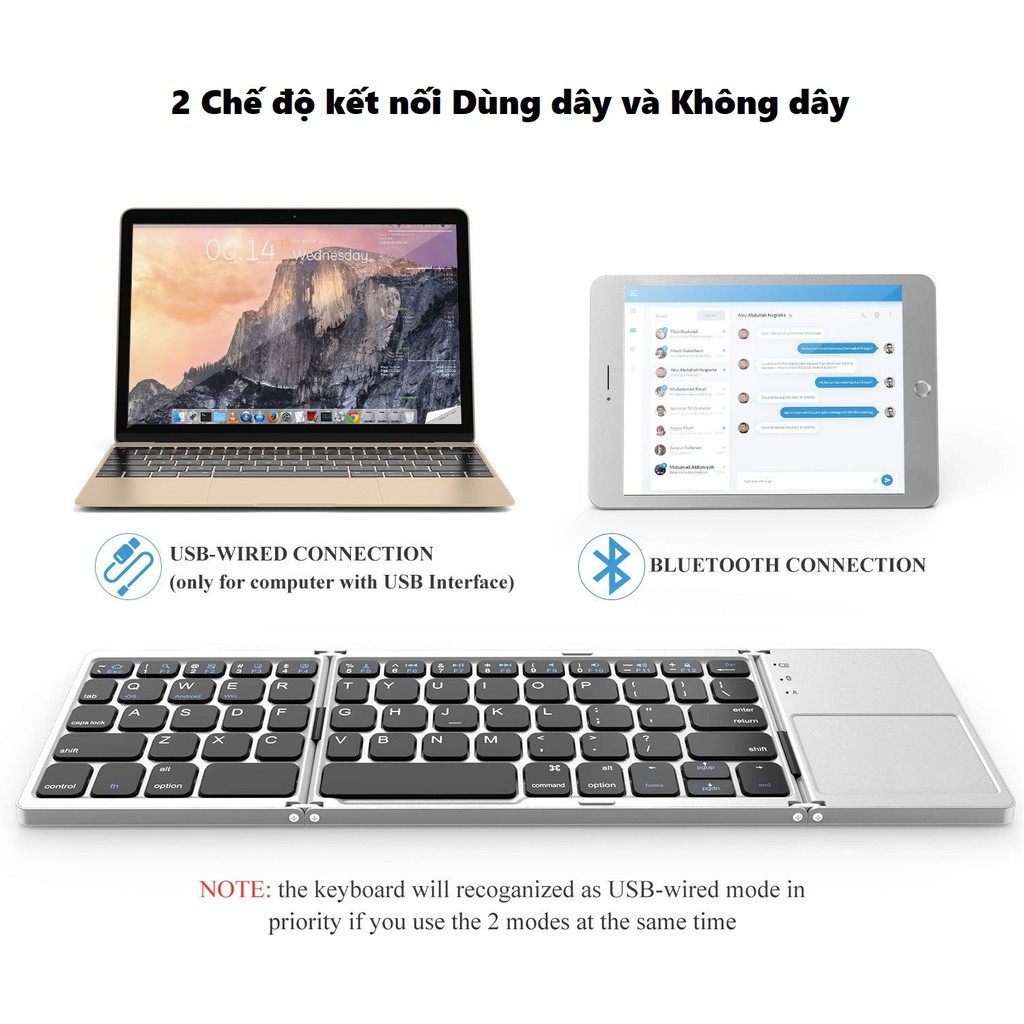 Bàn phím kèm Touchpad kết nối Bluetooth cho điện thoại máy tính bảng - Bàn phím Bluetooth B033