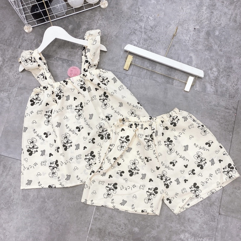 Bộ ngủ mặc nhà chất đũi xốp hai dây cánh tiên đồ ngủ xinh dễ thương