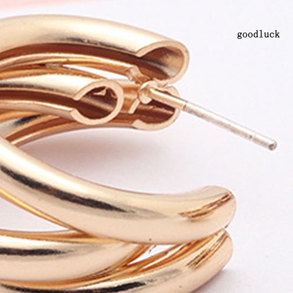 1 Đôi Bông Tai Hình Chữ C Đính Đá Sáng Lấp Lánh Thời Trang Sành Điệu