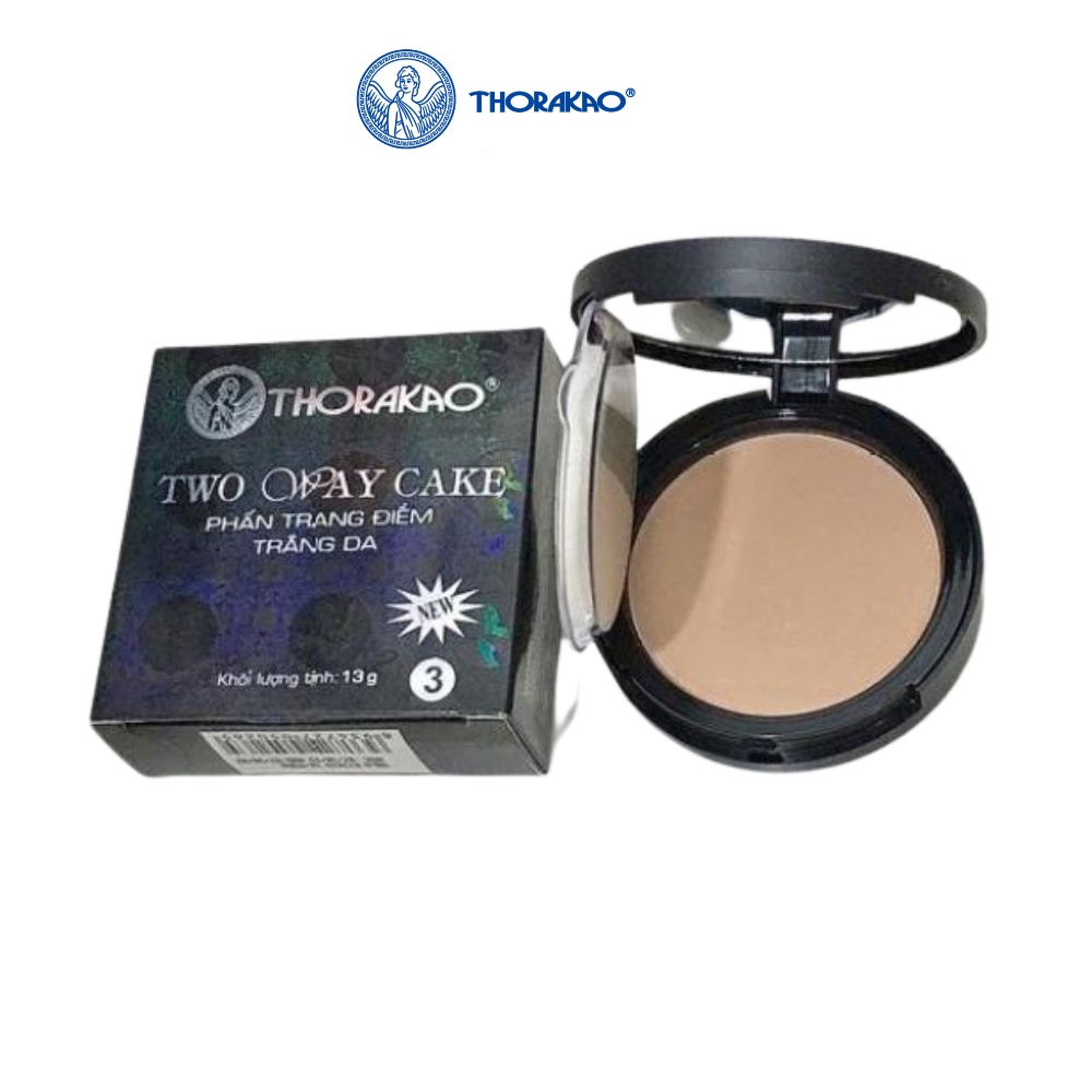 Phấn trang điểm trắng da Thorakao 13g, phấn phủ kiềm dầu dưỡng trắng da, có kim tuyến nhẹ