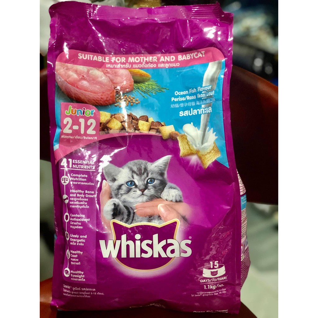 [1,1KG] Hạt Cho Mèo Con Whiskas ⚡SIÊU_ƯU_ĐÃI⚡ Vị Cá Biển Và Sữa - PET&amp;JOI