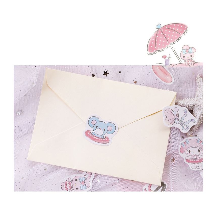 Bộ 46 Sticker Hàn Quốc hình Thỏ Xinh dán trang trí E23