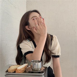 ÁO CỘC TAY PHỐI VIỀN BASIC LEN MỎNG