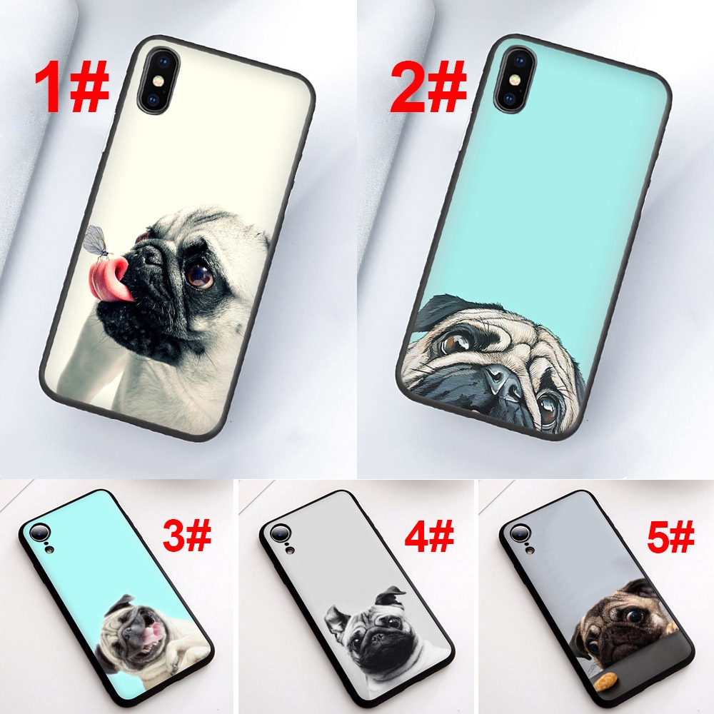Ốp điện thoại silicone mềm in hình chó pug cho iPhone 11 Pro XS Max XR X 8 7 6S 6 Plus