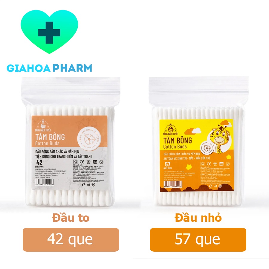 Tăm Bông Bông Bạch Tuyết Đầu Tròn Dạng Gói Zipper Tiện Dụng (Lấy Ráy, Ngoáy Tai, Vệ Sinh Rốn, Mắt, Mũi, Trang Điểm)