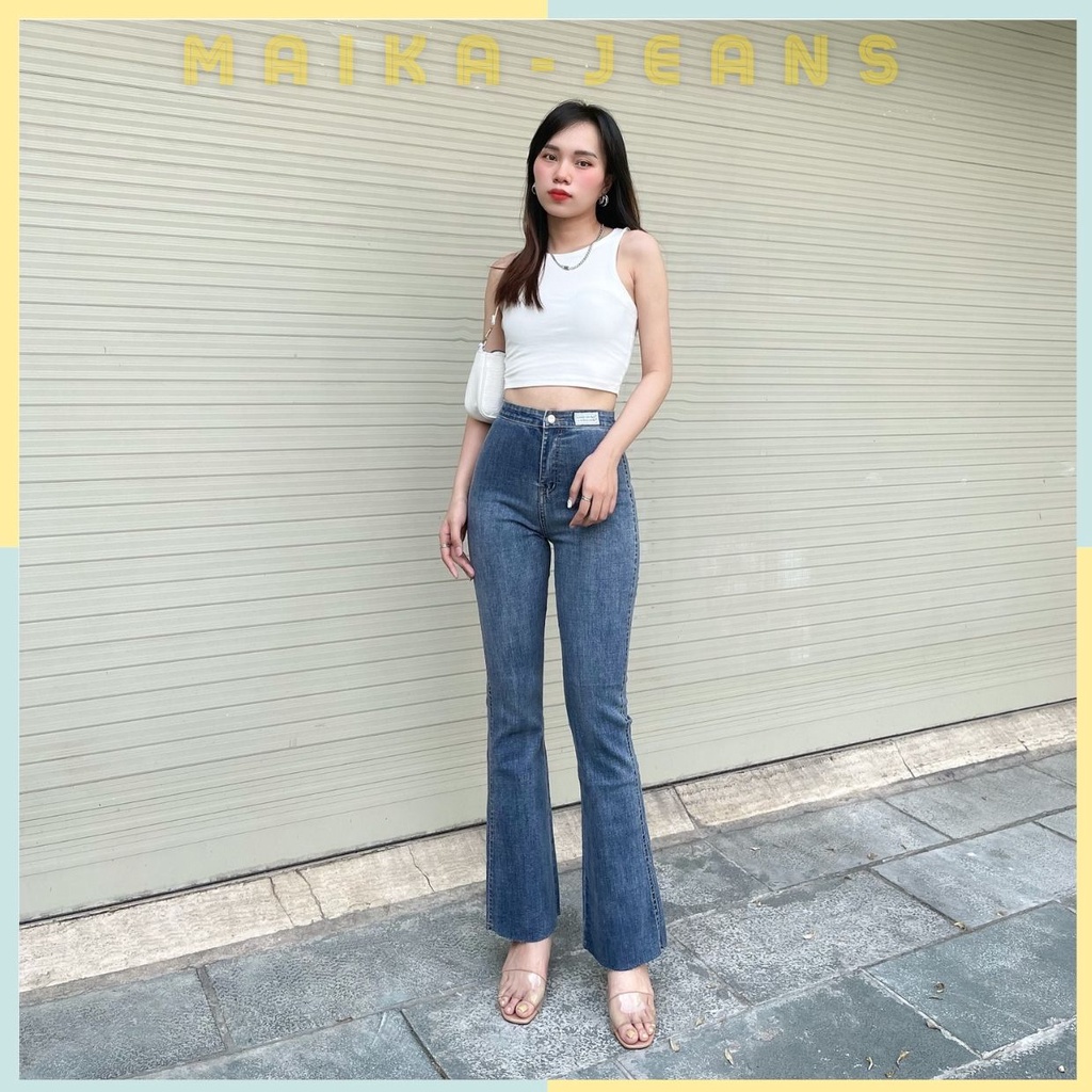 Quân Jean Loe Nữ Lưng Cao Cạp Trơn 2 màu Siêu Tôn Dáng Shop MaiKa Jeans