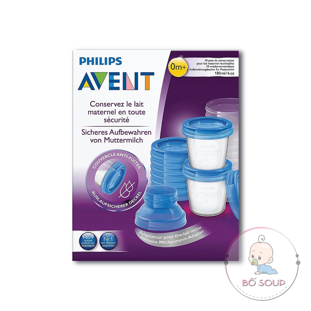 [Mã 267FMCGSALE giảm 8% đơn 500K] Cốc Trữ Sữa Philips Avent 180ml Chính Hãng