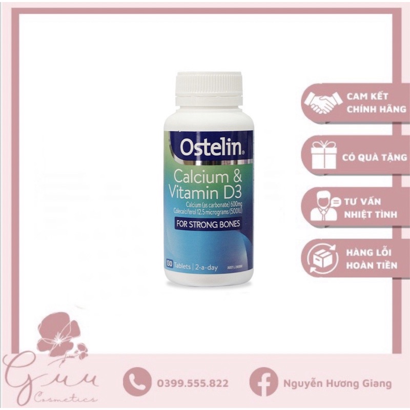 Viên uống Canxi Bầu Ostelin Calcium &amp; Vitamin D3 130 viên Úc