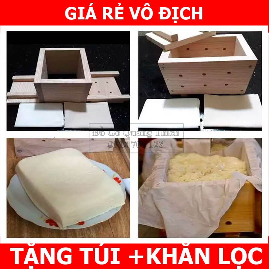 Khuôn Làm Đậu Phụ Bằng Gỗ Tự Nhiên An Toàn Tặng Túi Lọc