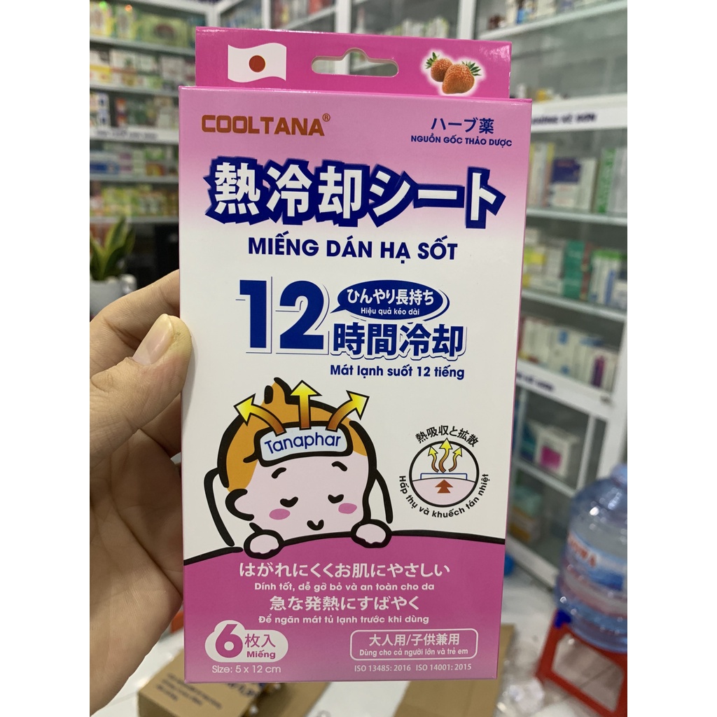 Dán hạ sốt Cooltana cho bé - Hộp 6 miếng dùng được cho trẻ sơ sinh Cooling Sheet- Nhà Thuốc Mỹ Kim