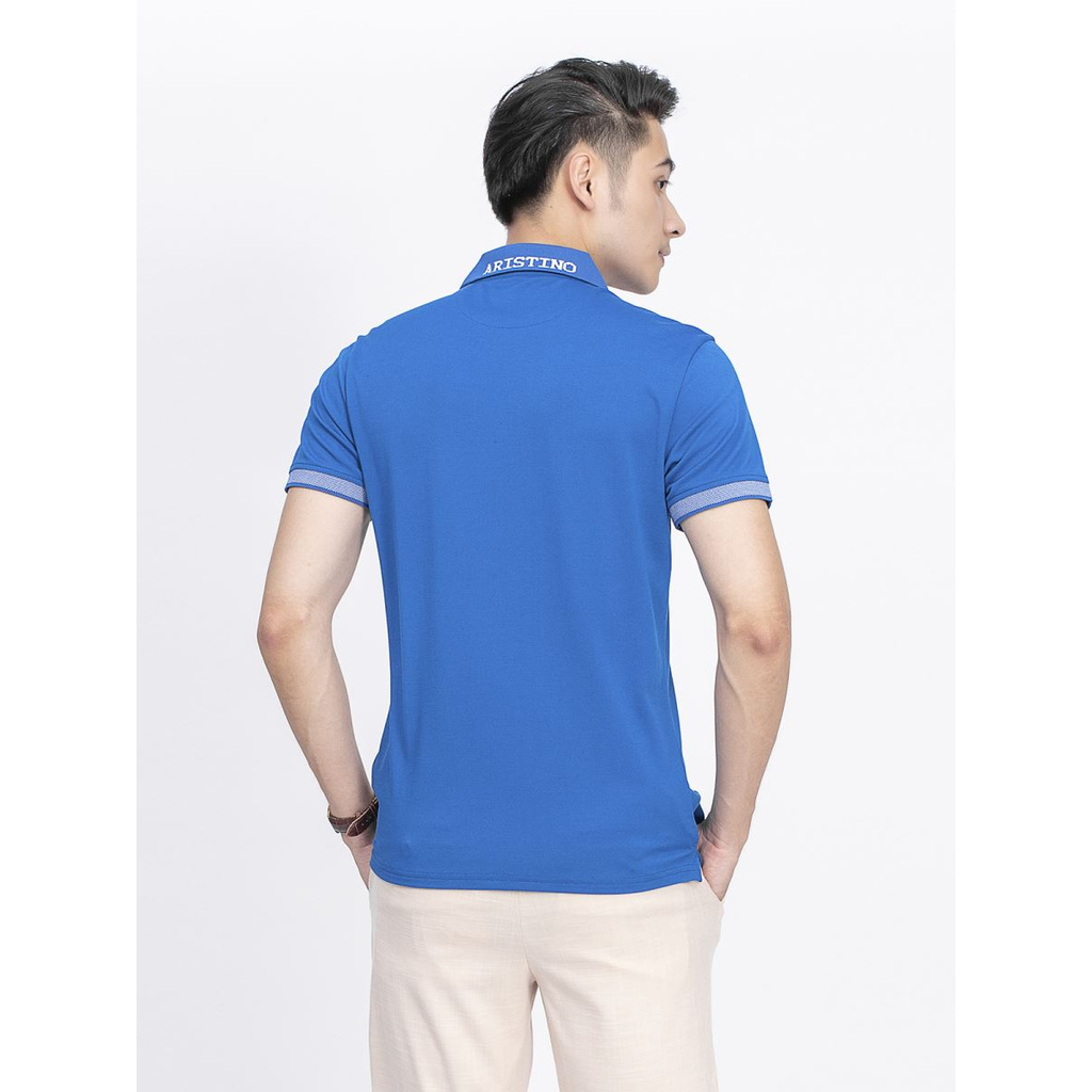 Áo Thun Nam Có Cổ Polo Nam Ngắn Tay Aristino APS082S9 Màu Xanh Biển Vải Cupro Cao Cấp Chất Lượng Dáng Slim Fit Ôm Vừa