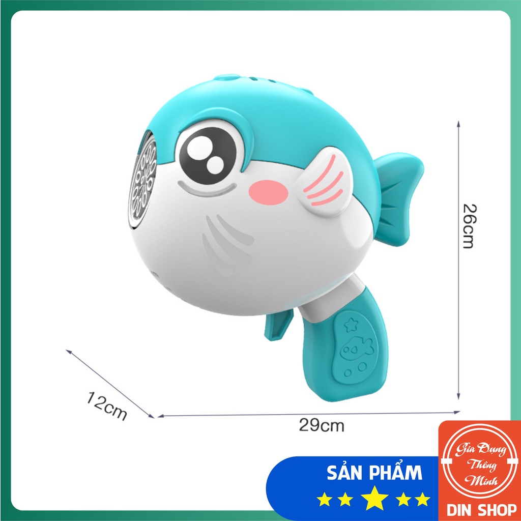 Cá heo thổi bong bóng tự động ❤️CÓ ĐÈN - 10 NÒNG❤️ Súng đồ chơi bắn bong bóng xà phòng hình cá heo có đèn cho bé