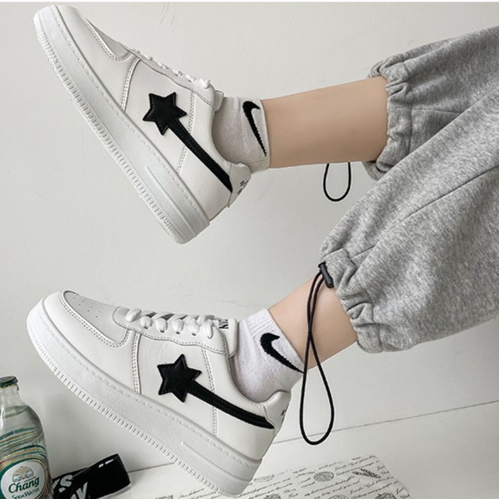 Giày nam nữ thể thao sneaker ngôi sao chất liệu da mềm, đế cao su 3cm siêu êm - Zenb