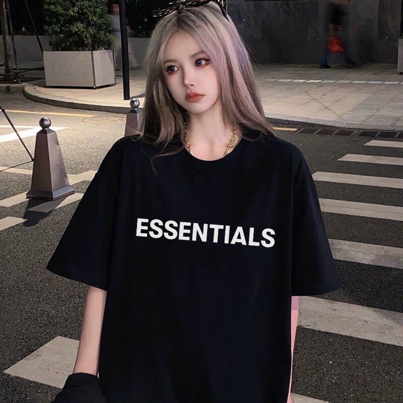 Áo thun ESSENTIALS in chữ nôi - Áo thun unisex nam nữ form rộng oversize chất liệu Cotton