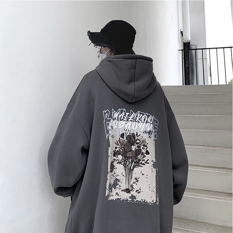 Áo Hoodie Dài Tay Dáng Rộng In Chữ Đơn Giản Thời Trang Hàn Quốc Dành Cho Nam Unisex Bigsize Hoodie