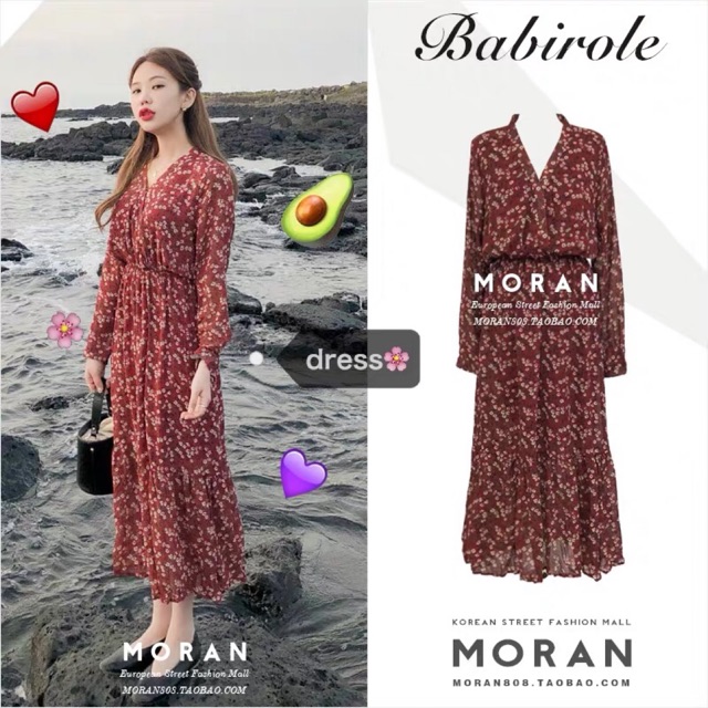 (ORDER) Váy hoa nhí MORAN dài tay, dáng xoè phong cách Hàn Quốc [ODER]