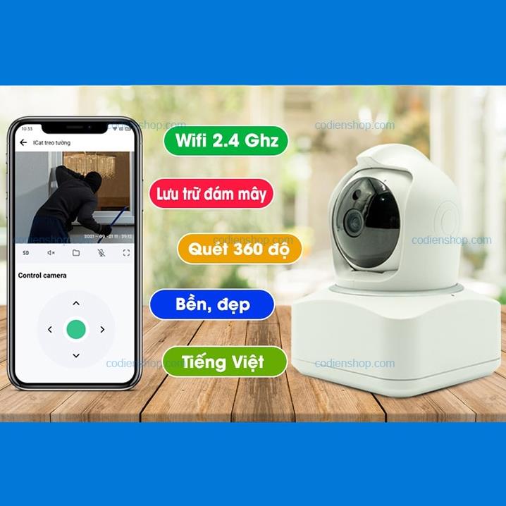 [BH 24 THÁNG] Camera Wifi Thông Minh ICat Indoor Trong Nhà - Hunonic ICat Indoor - ĐIỆN_THÔNG_MINH_VN