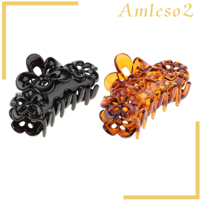 Kẹp Tóc Càng Cua Lớn Hình Hoa Pha Lê Màu Đen Cho Nữ Amleso2