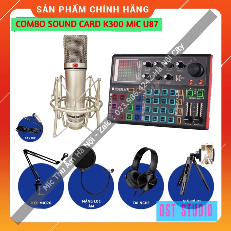 Trọn Bộ Sound Card Thu Âm K300 Mic AQTA U87 ⚡FREESHIP⚡ Livestream , Karaoke , Thu Âm Với Âm Thanh Cực Kì Chất Lượng