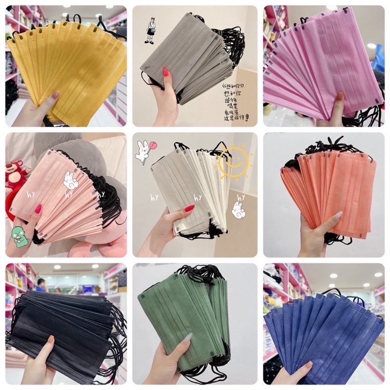 Set 50 khẩu trang Thái, không xù lông(có hộp) Note màu bạn muốn nhé: xanh, hồng đậm-nhạt, xám đậm-nhạt, kem, đen, trắng.