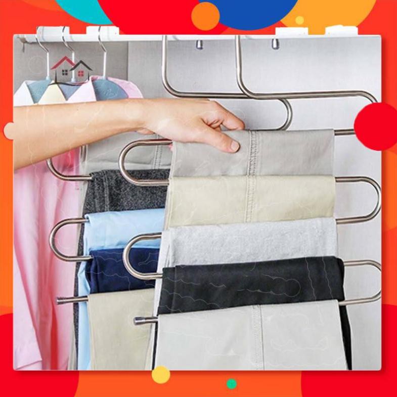 THANH LÝ - MÓC TREO QUẦN 5 TẦNG THÔNG MINH 5 TẦNG INOX - LẺ RẺ NHƯ SỈ. Đồ Gia Dụng BinBon