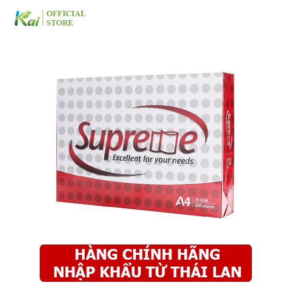 [GIAO NHANH] 1 REAM Giấy A4 SUPREME 70 gsm, 500 tờ, HÀNG CHÍNH HÃNG 100%, nhập khẩu THÁI LAN - GÍA RẺ