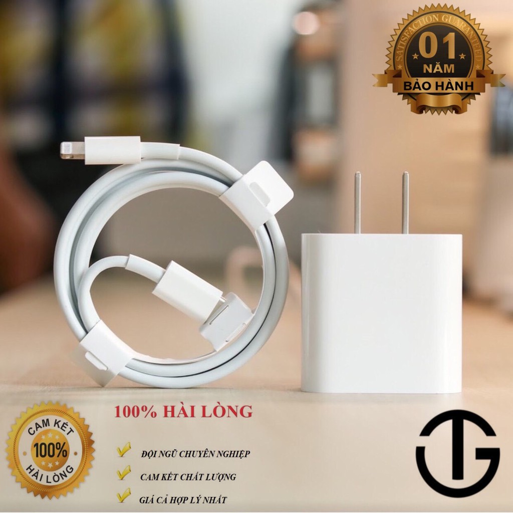 Bộ sạc iphone 18w, cục sạc nhanh iphone 11 công nghệ PD, tặng kèm dụng cụ bảo vệ đầu cáp sạc, tai nghe, GT SHOP