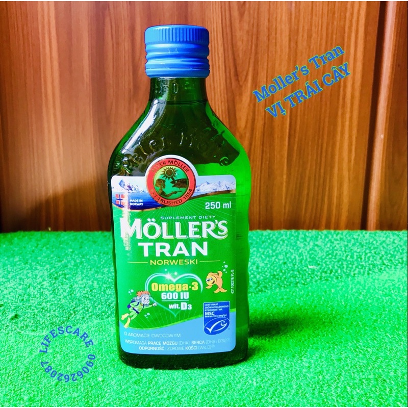 Dầu gan cá tuyết Mollers Tran giàu Omega3 DHA phát triển trí não thị lực cho bé từ sơ sinh