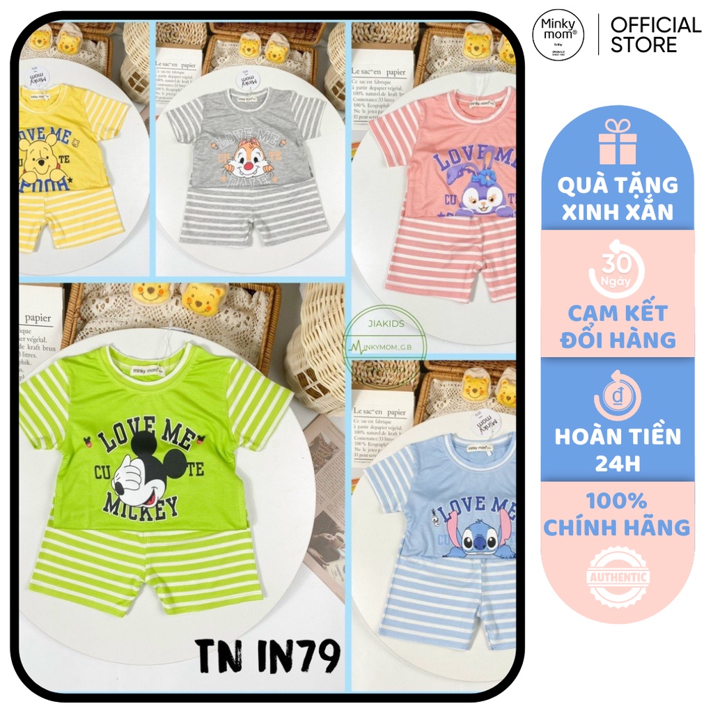 [SALE] Bộ Quần Áo Bé Gái, Bé Trai Minky Mom Vải Thun Lạnh In Chữ LOVE ME Cổ Viền, Bộ Cộc Tay Cho Bé Mặc Nhà MKM2222