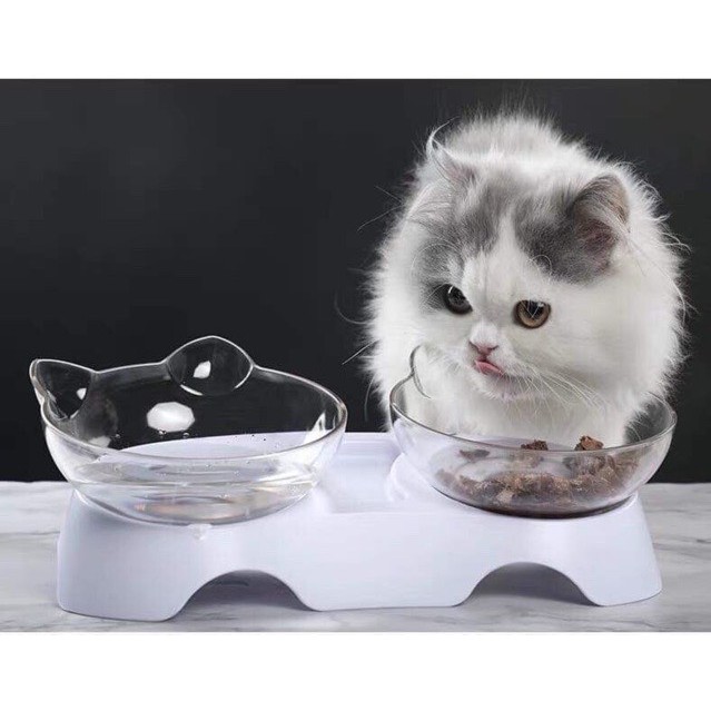 [Mã 11FMCGSALE1 giảm 10% đơn 250K] Bát ăn đôi mặt mèo cho chó mèo
