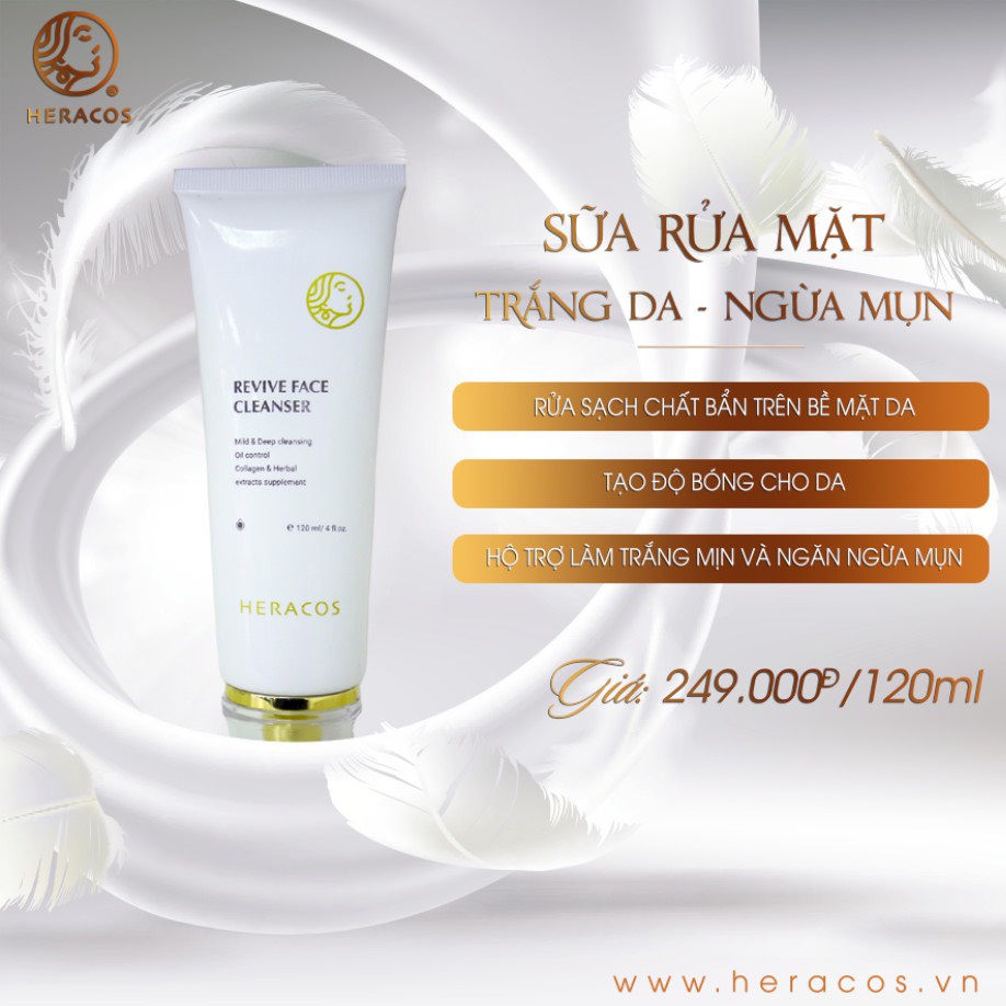 [+QUA 90k]Sữa rửa mặt làm sạch HERACOS REVIVE FACE CLEANSER trắng da ngừa mụn ít bọt không gây khô da. | BigBuy360 - bigbuy360.vn