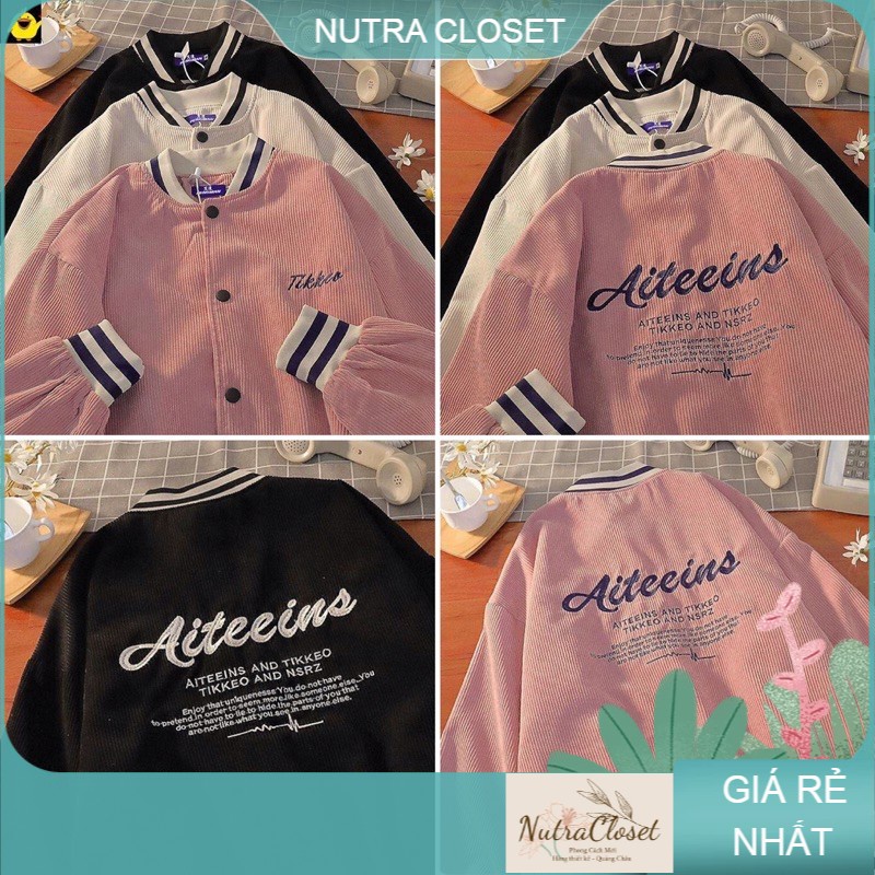 Áo khoác nhung gân bomber ulzzang nam nữ