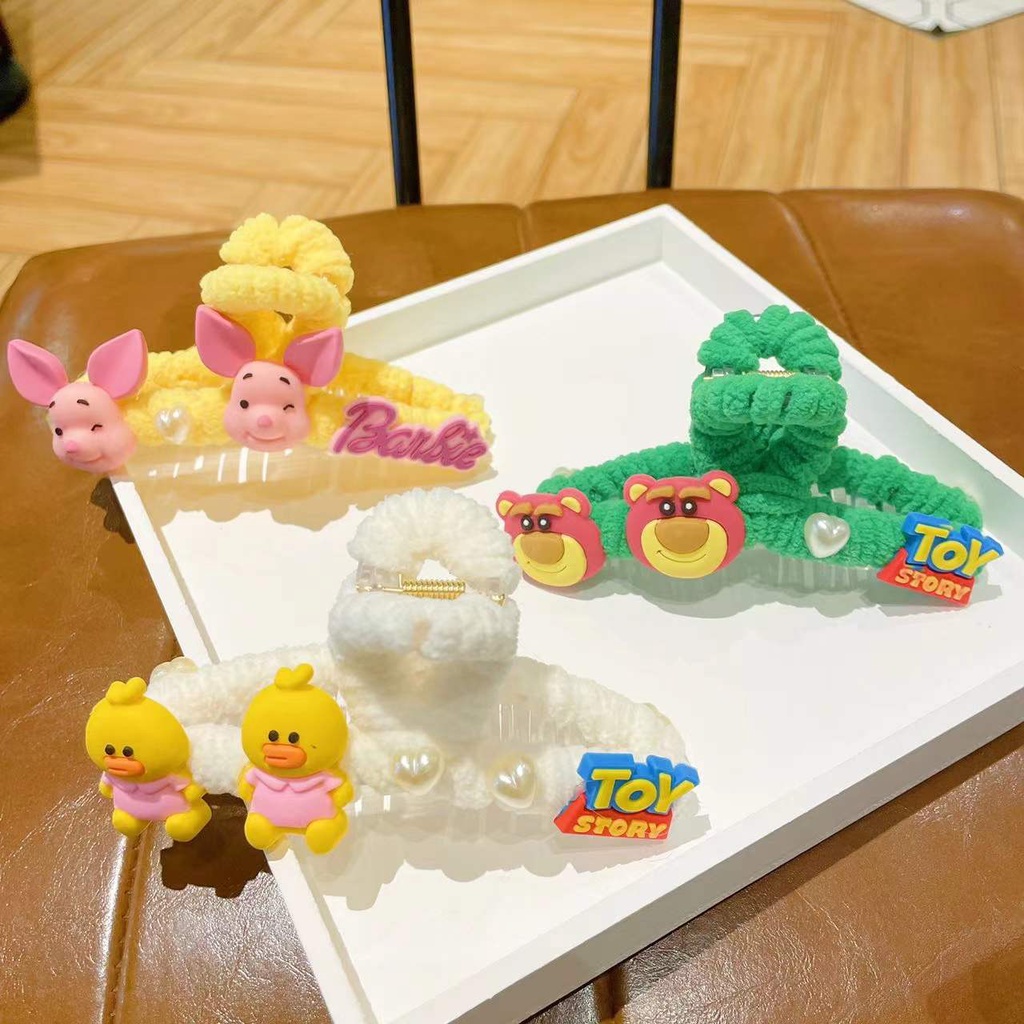 Tender afternoons Kẹp bấu tóc màu trơn hình động vật hoạt hình dễ thương phong cách Hàn Quốc cho nữ