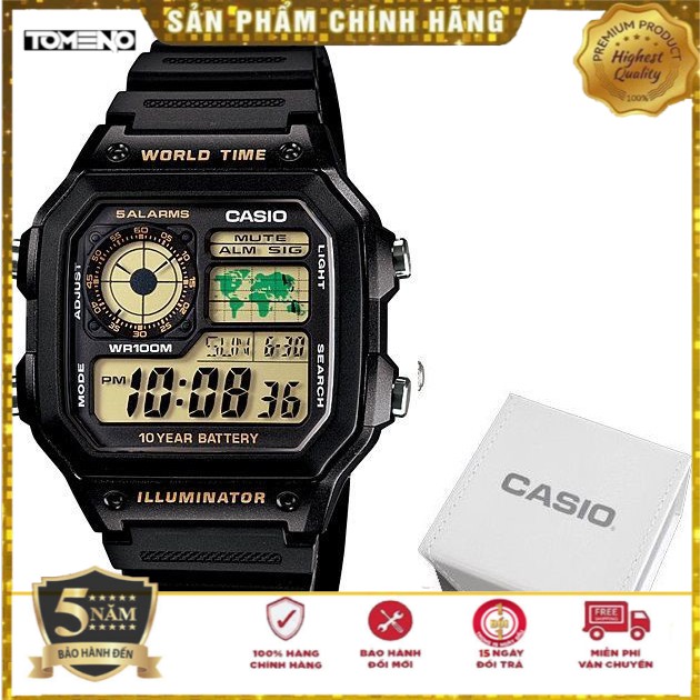 [Chính Hãng- Casio- Giấy Bảo Hành CH]Đồng hồ nam dây nhựa Casio chính hãng AE-1200WH-1BVDF