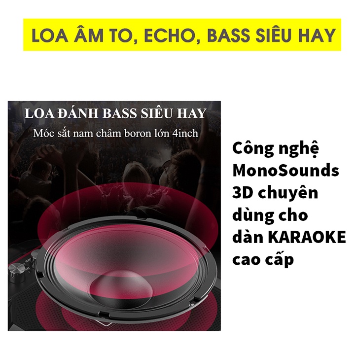 Loa Bluetooth karaoke Mini 608 có mic hát dây dài giá rẻ âm thanh siêu hay bass mạnh Bảo hành 1 đổi 1