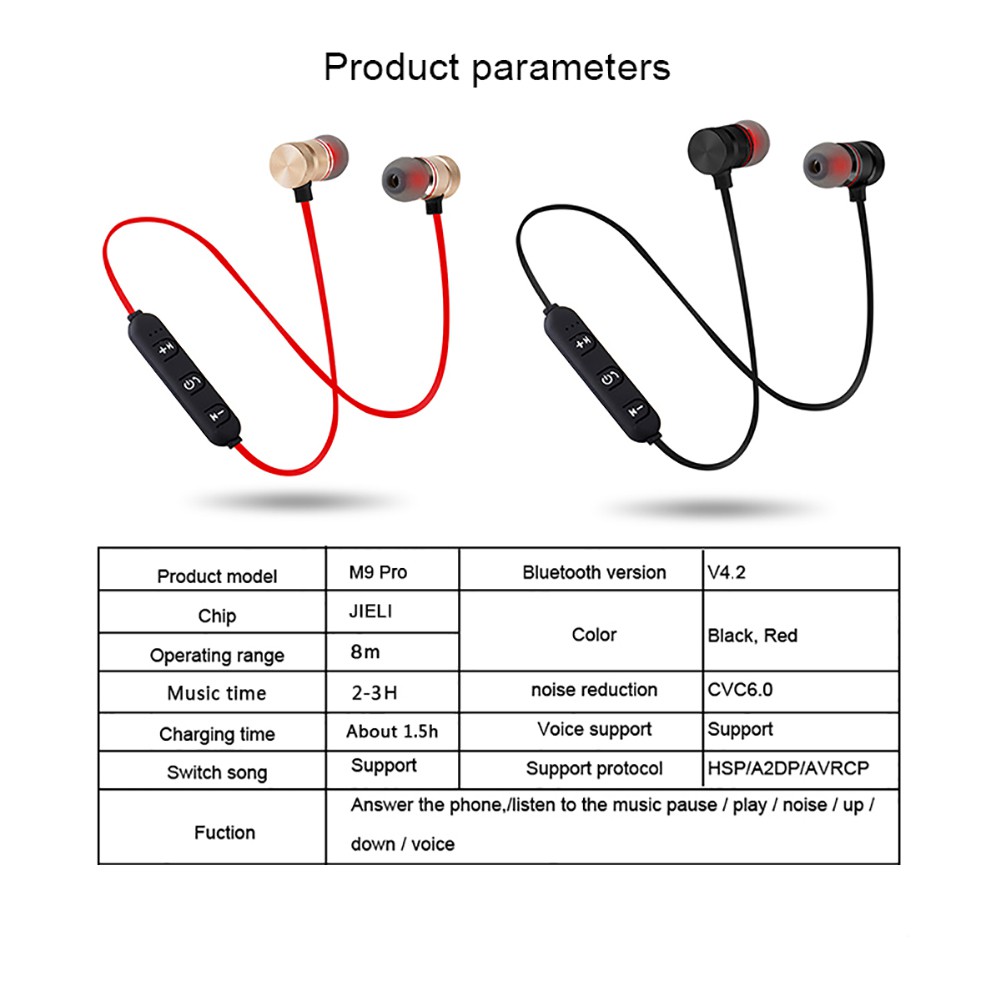 Set Tai Nghe Nhét Tai Ej-M9 Không Dây Kết Nối Bluetooth Có Nam Châm Hít Và Phụ Kiện | BigBuy360 - bigbuy360.vn