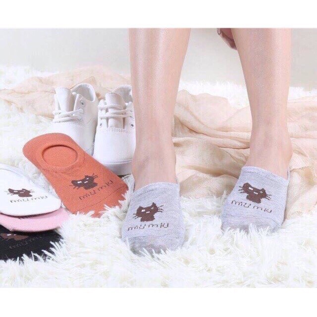 Sét 10 Đôi Tất Hài Nữ Hình Mèo Chất cotton
