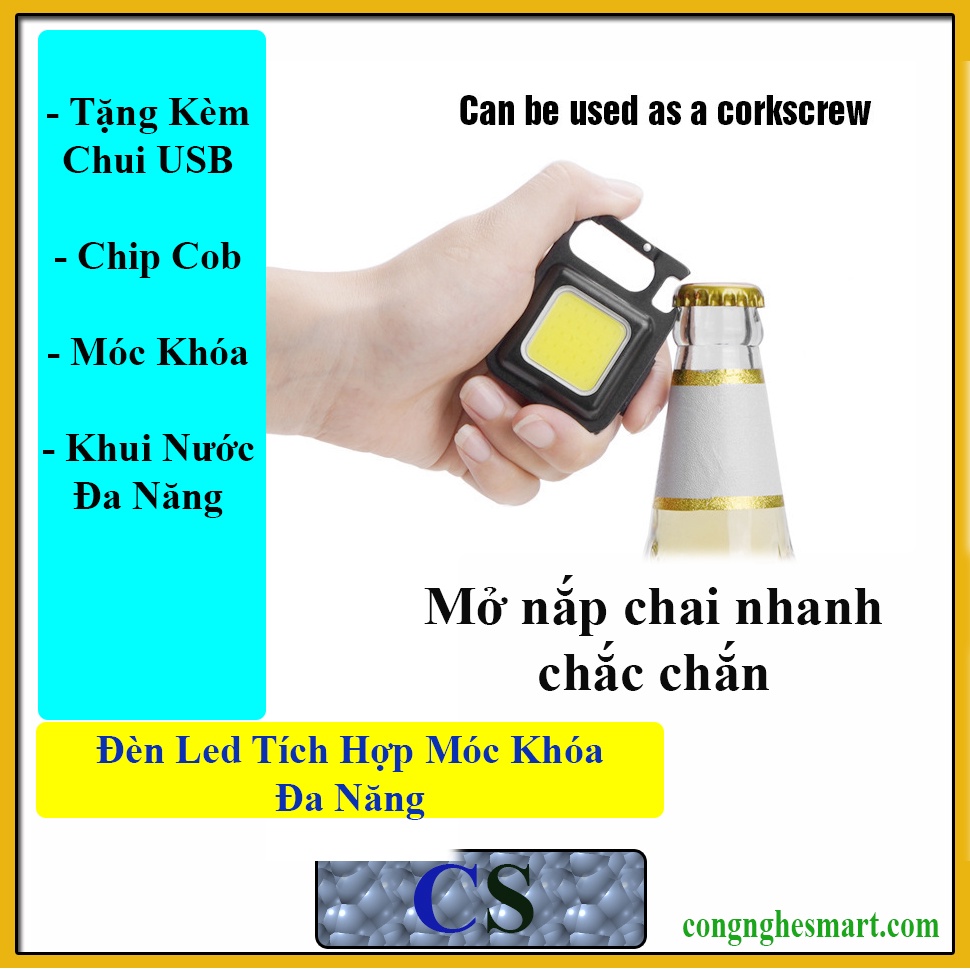 Đèn Led Cob Đa Năng Tích Hợp Sạc Lại Tiện Lợi - Dùng Làm Móc Khóa, Khui Nước, Đèn Khẩn Cấp