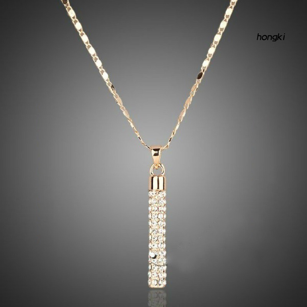 1 Set Vòng cổ Và Bông Tai Hình Trụ Đính Đá Lấp Lánh