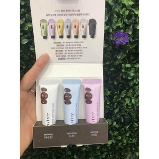 🎈Set 3 Mặt Nạ Energizing Kit - Innisfree Jeju Volcanic Color Clay Mask- white & blue & purple