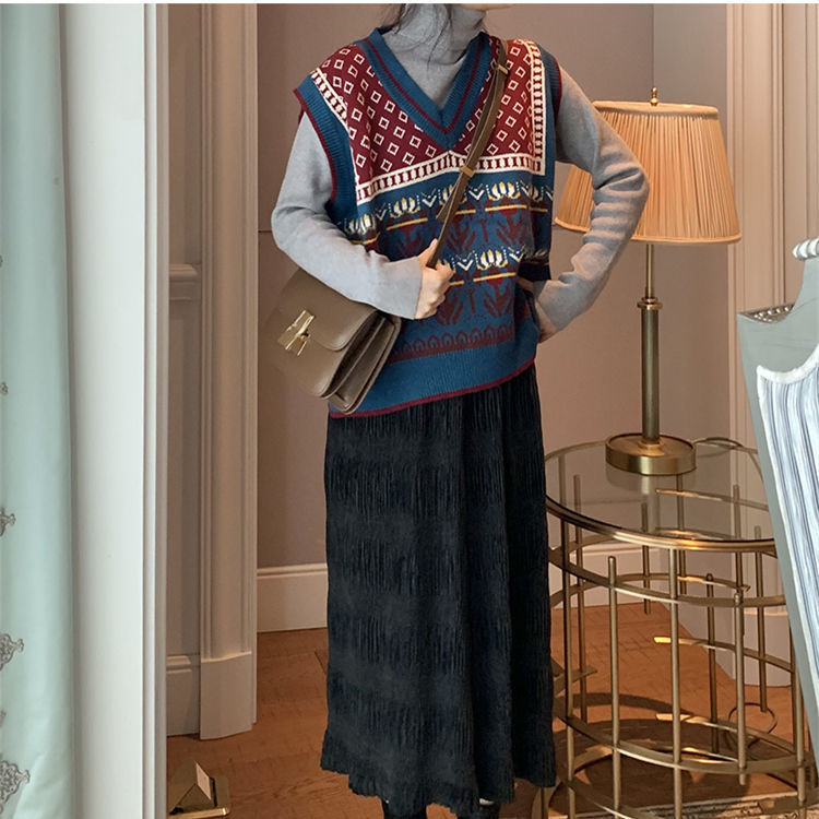 Áo Khoác Gile Len Dệt Kim Không Tay Cổ Chữ V Phong Cách Cổ Điển Cho Nữ | BigBuy360 - bigbuy360.vn