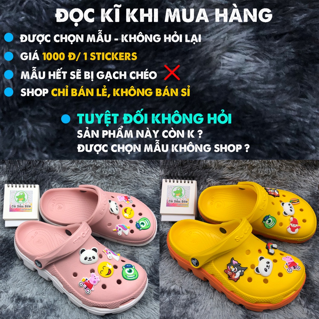 Sticker 2d (Stickers 2d), Sticker gắn dép, Charm, jibbiz 2d, nút gắn dép cross, dép cá sấu, sục. Chọn mẫu thoải mái.