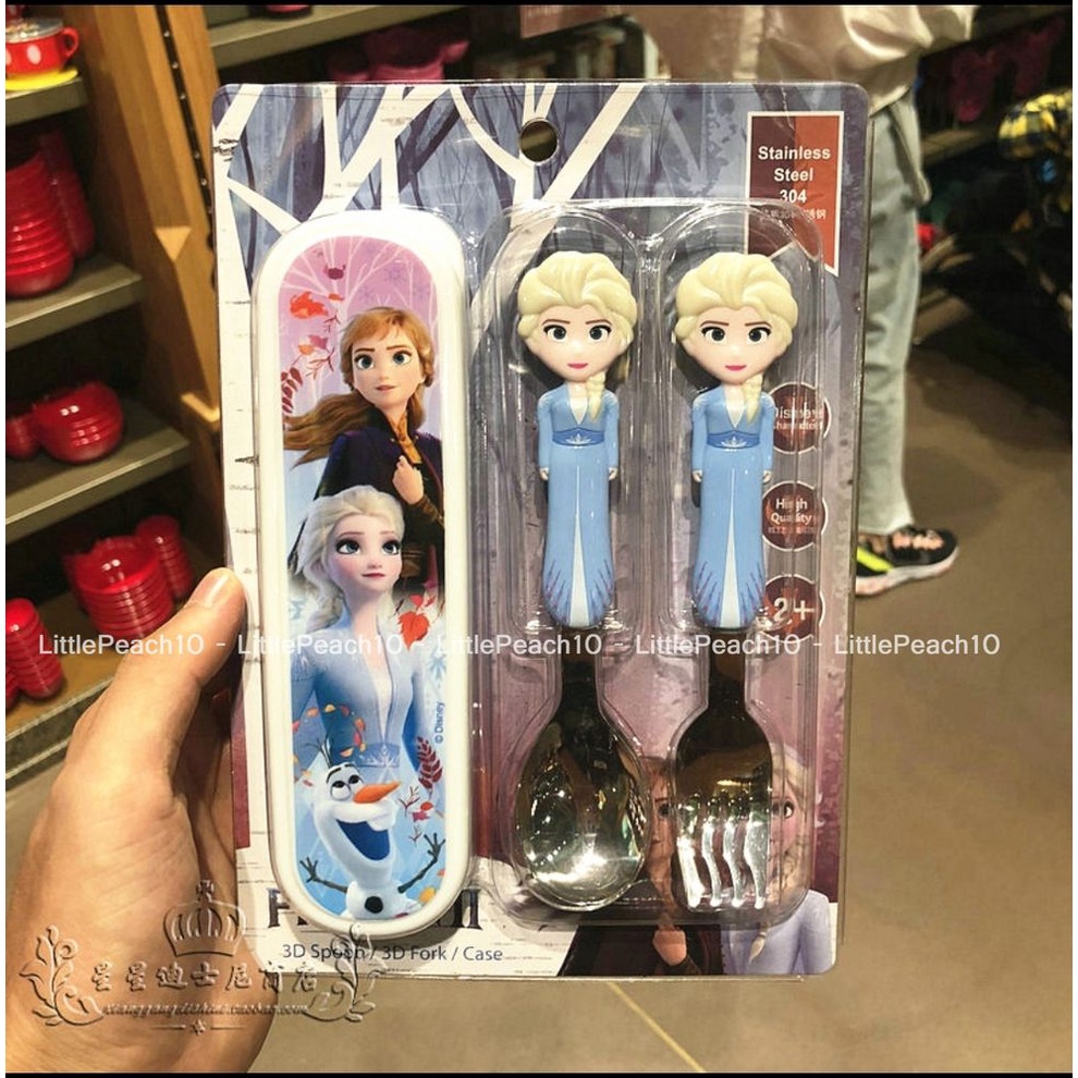 Set 3 món ăn dặm Disney muỗng nĩa kèm hộp nổi 3D hình Elsa , Anna Frozen, Snow White , Mike cho bé