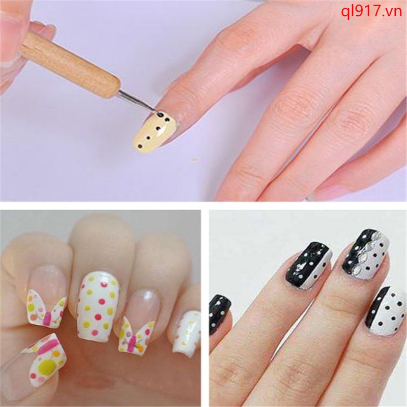 Set 5 Bút Gỗ 2 Đầu Vẽ Chấm Bi Trang Trí Móng Tay