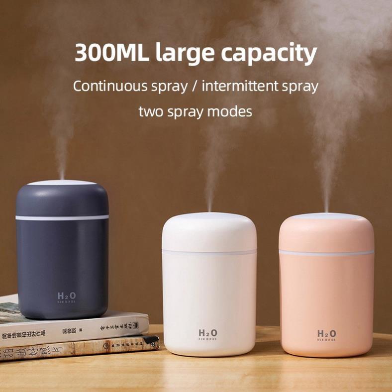 Máy Phun Sương tạo độ ẩm không khí mini có đèn LED màu cầu vồng H2O