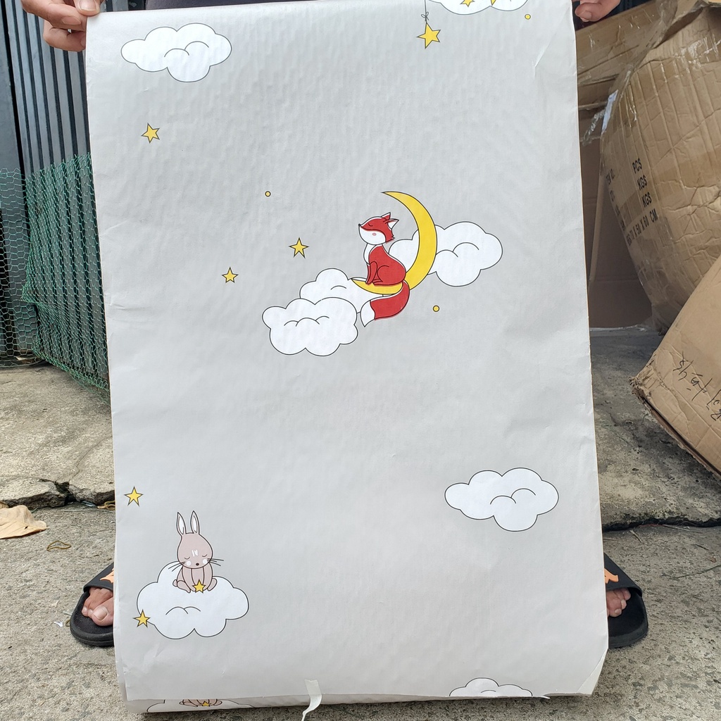 Decal giấy dán tường CÁO XÁM MỚI khổ 45cm keo sẵn